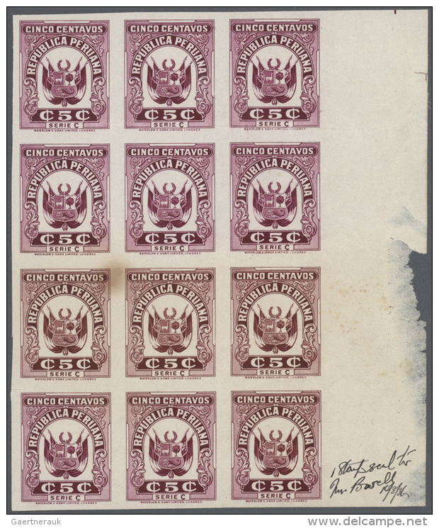 1930/1935 (ca.), Revenues, Lot Of Apprx. 140 Imperforate Proofs, Mainly Within (large) Units. (D) - Pérou