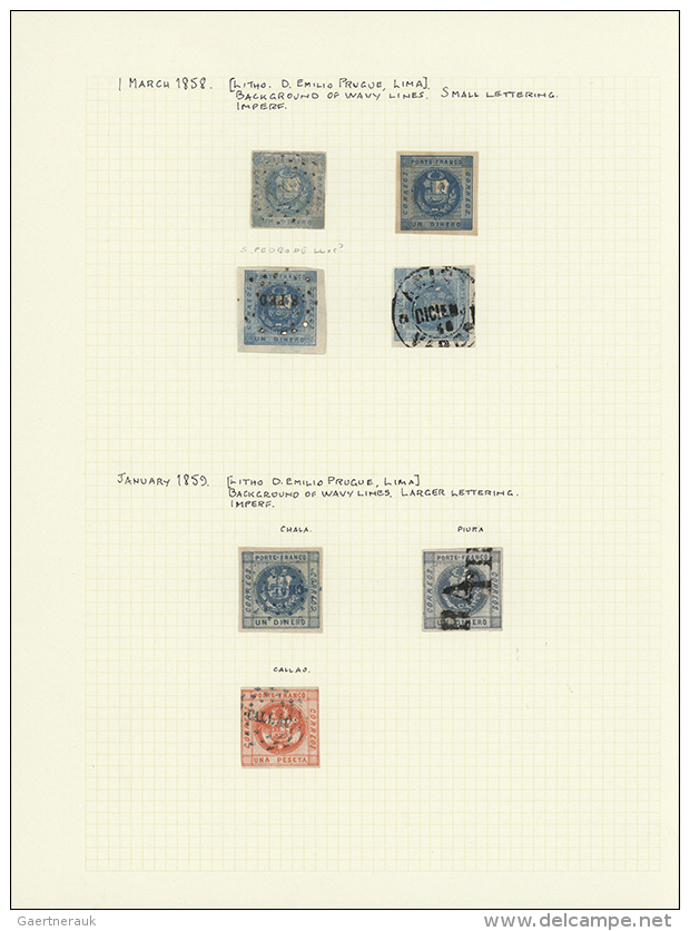 1858/1886, Used And Mint Collection On Album Pages, Starting With An Interesting Section Imperforated Issues (more... - Pérou