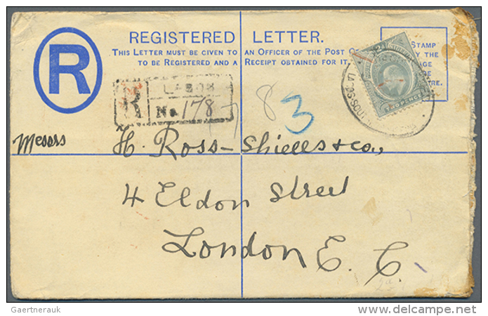 189371912, Lot Of Nine Comercial Items: Stationery Registered-covers, 1897 Niger-coast, Red Cancel "WARRI A SP 6... - Nigeria (1961-...)