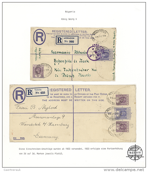 195-1940's - British Africa: Collection Of 40 Covers, Postcards And Postal Stationery Cards, Envelopes And... - Nigeria (1961-...)