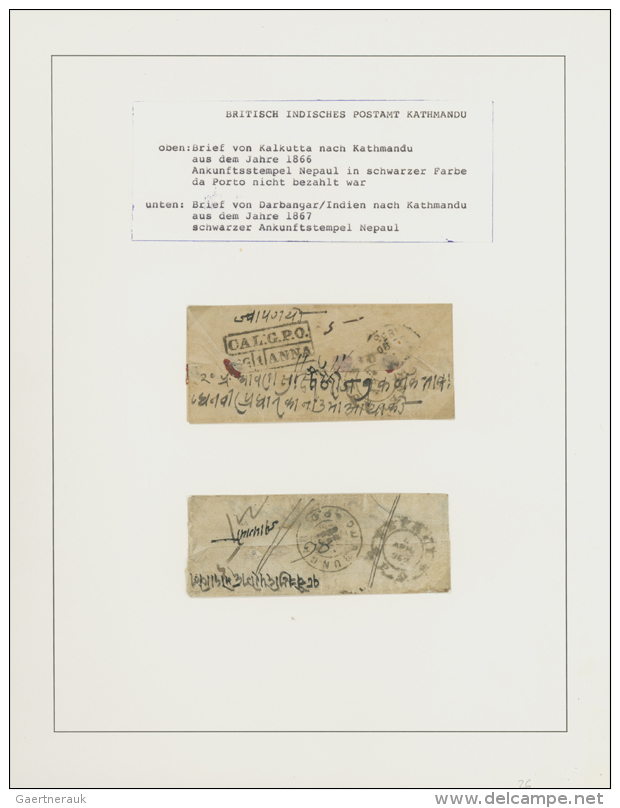 1866-1963, Collection Of 26 Covers, Cards, Postal Stationeries, Telegram And Receipts From Or To Kathmandu, From... - Népal