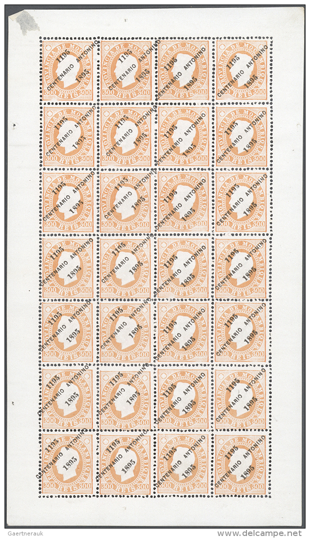 1895, 700th Anniversary Of Birth Of Anthony Of Padua, 5r. To 300r., Complete Set Of Nine Stamps In Mini Sheets Of... - Mozambique