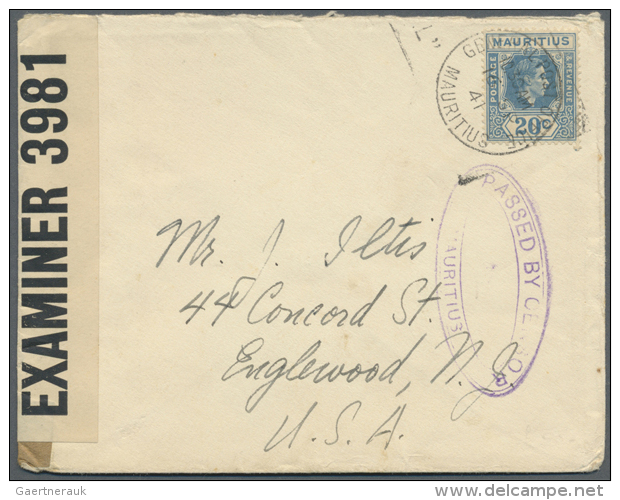 1933/1945, Lot Of Nine Better Covers (single Lots), Showing Different Airmail Rates, Also Five Censored Covers,... - Maurice (1968-...)