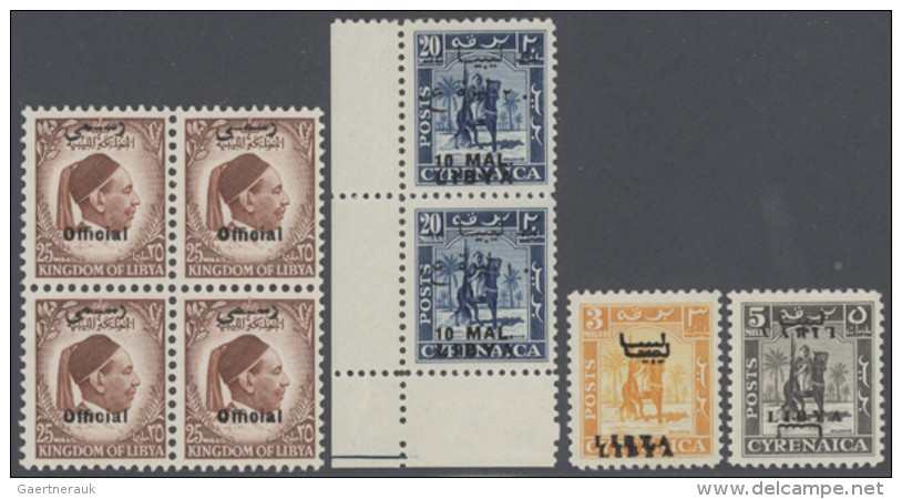 1951/1952, Specialised Assortment Of Overprint Varieties (inverted, Double, Double/one Inverted, Wrong Arab... - Libye