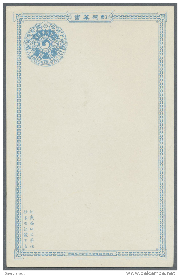 1900/03, Stationery: Inland 1 Ch., 1+1 Ch.; UPU 4 Ch., UPU 4+4 Ch. Each Mint; Plus Cto 1 Ch., French Printing 1 Ch.... - Corée (...-1945)