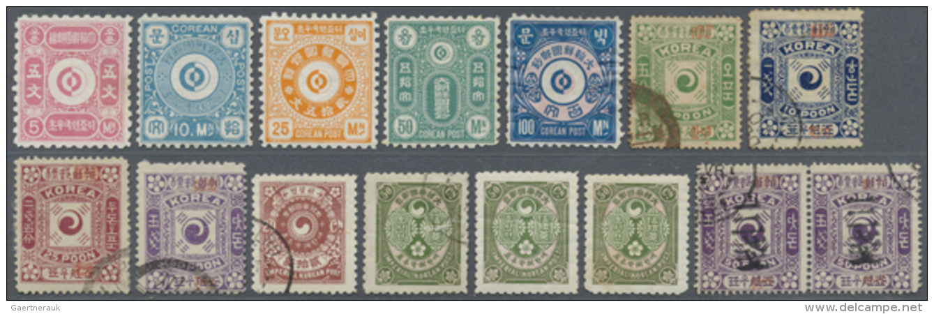 1884/1903, On Stockcards From Old Collection Inc. Dae Han Red Set Used, Plum Blossoms 50 S. (3 Inc. Two Mint, One... - Corée (...-1945)