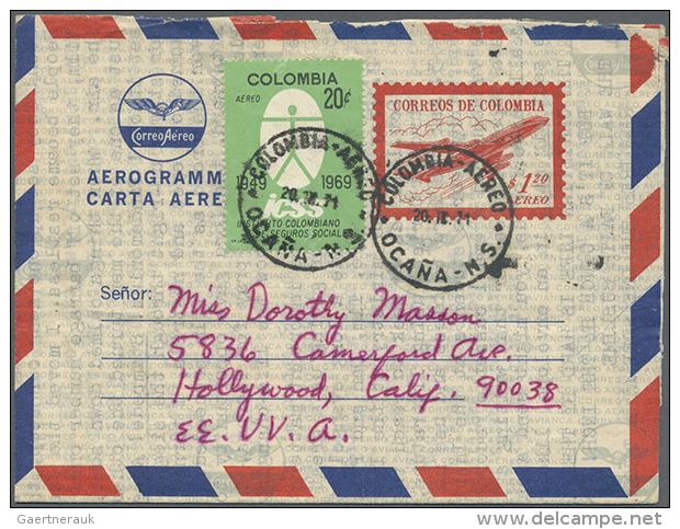 1954/1980 (ca.), AEROGRAMMES: Accumulation With About 250 Unused And Used/CTO Airletters And Aerogrammes Incl. Some... - Colombie