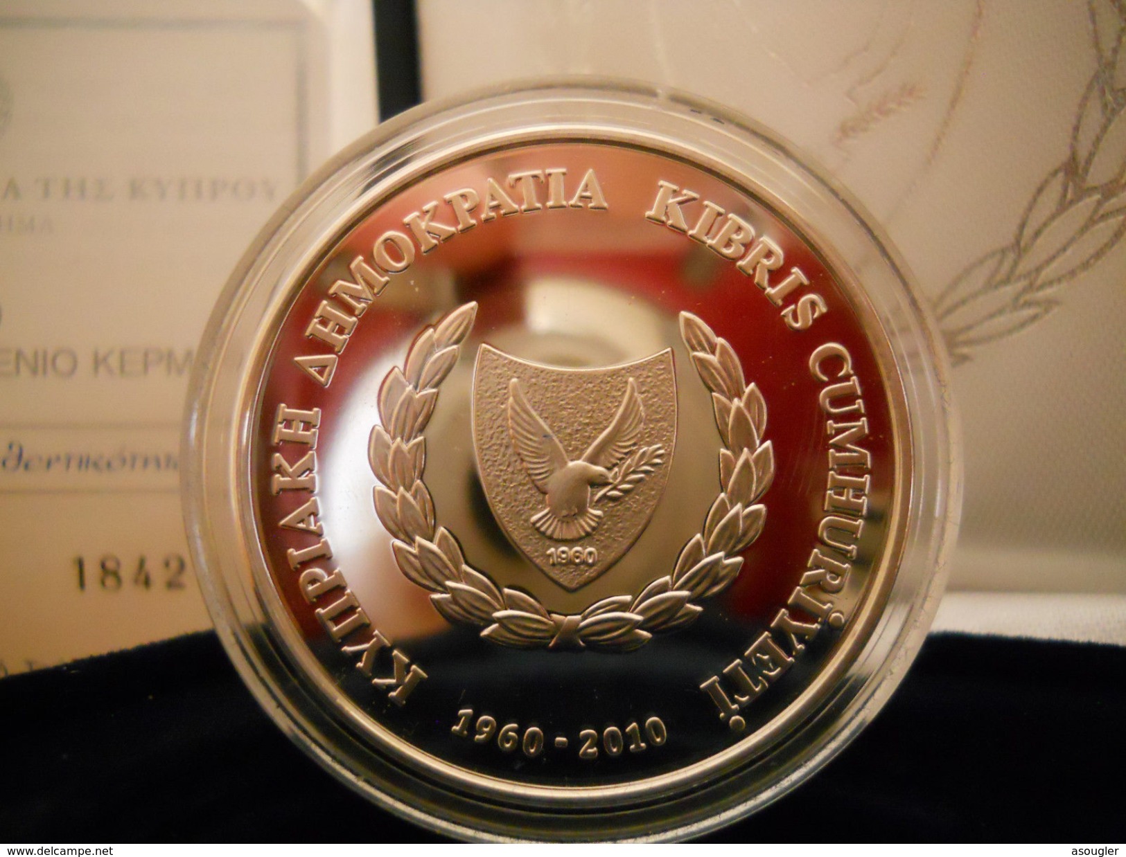 Cyprus (GREECE) 5 Euro Silver PROOF 2010 "50th Anniv Republic" - Cipro