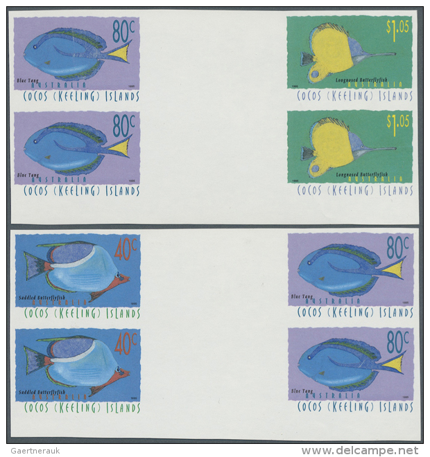 1995, Special Lot Of The Fish Series Containing In All 86 Imperforated Stamps For The Values 40c, 80c And $1.05... - Cocos (Keeling) Islands