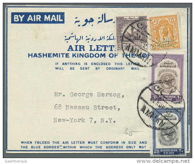 1950/71, Lot Airletters: Franked Forms (4), Stationery Used/mint (6/4, Different). Total 14 Items. (D) - Jordanie