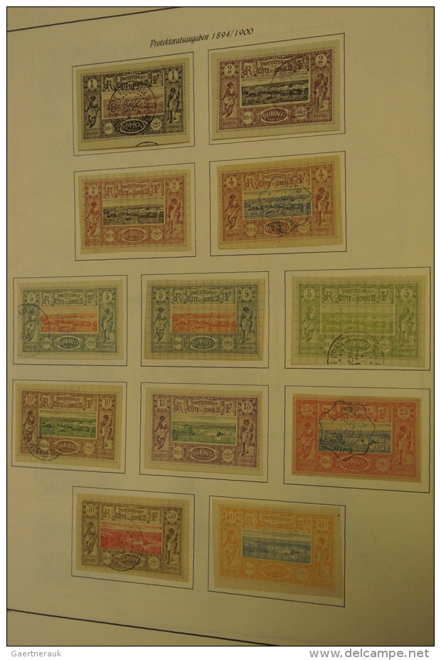 1894/1960: Well Filled Mint Hinged And Used Collection French Somalia 1894-1960 On Albumpages In Folder. Also Some... - Somalie