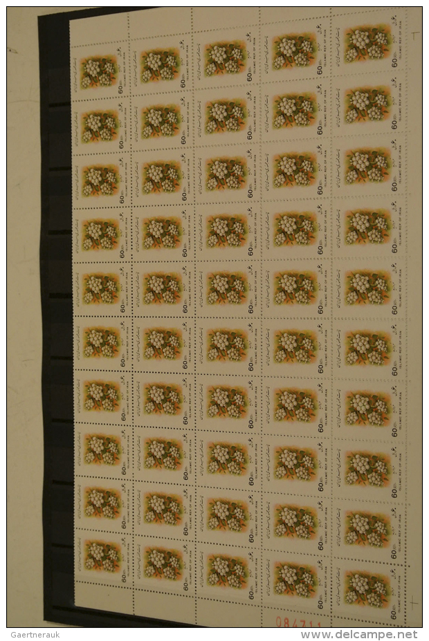 1993: 60R Flower Flora With INVERTED CENTER, Complete Sheet Of 100 + Normal Sheet, Scott 2558v; Michel 2593xK, Cat.... - Iran