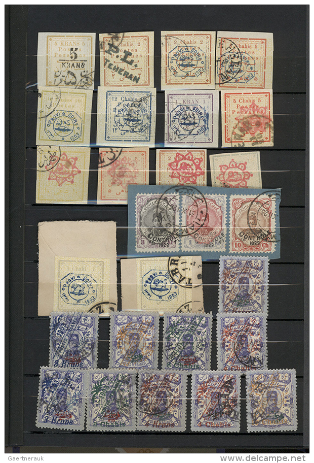 1885/1915, Interesting Lot Of About 300 Stamps, Mostly With Imprints. A Lot For The Specialist, View And Calculate... - Iran