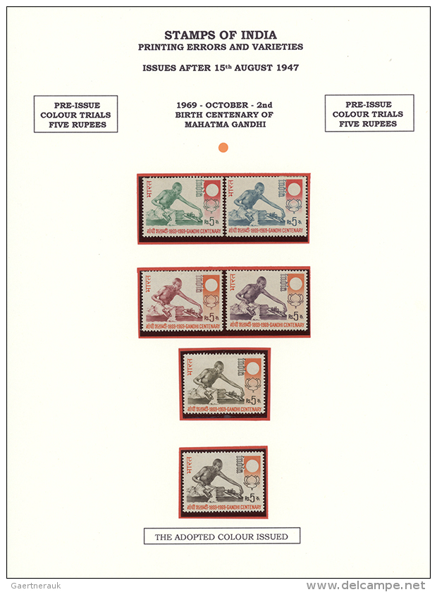 1969 GANDHI Set Of 28 Different COLOUR PROOFS Of 20p. (7), 75p. (8), 1r. (8) And 5r. (5) Even With Issued Stamp,... - Autres & Non Classés