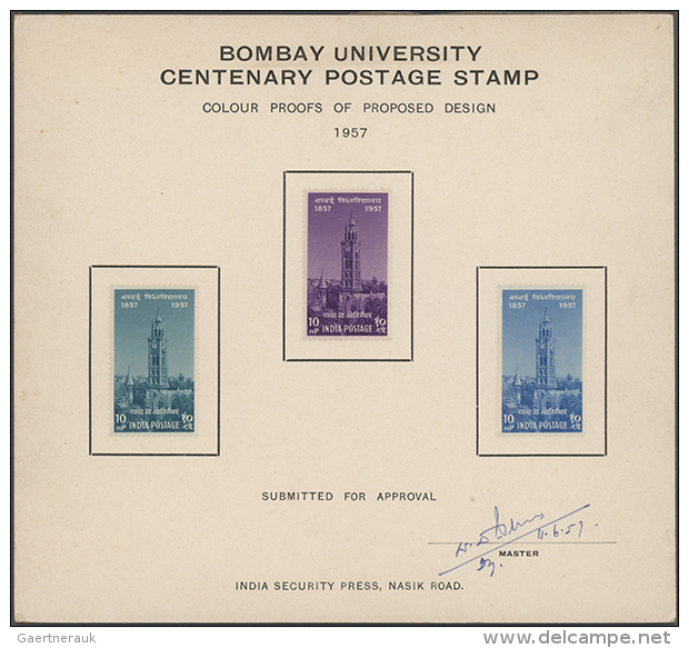 1957: Even Two Colour Proofs And Issued Colour Of 'Bombay University' 10n.p. And 'Calcutta University' 10n.p. On... - Autres & Non Classés