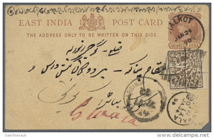1868/1950, About 50 Items As Registered Stationery Envelopes, Three Letter Kashmir In Mixed Franking With Brit.... - Andere & Zonder Classificatie