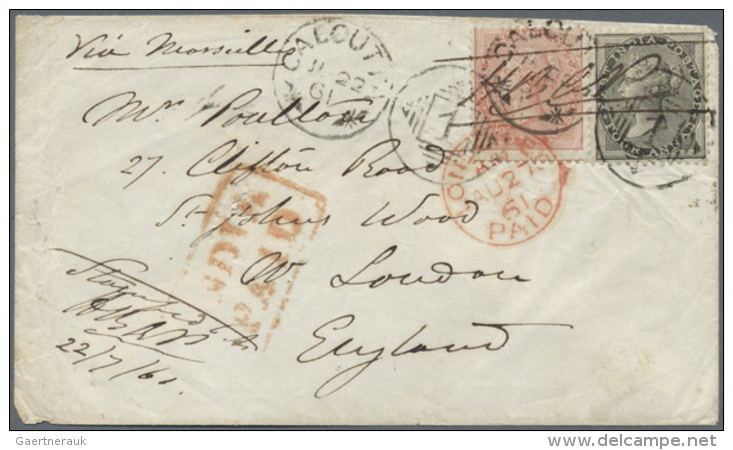 1858/1967, Useful Lot Of Five Letters With Different Franking All Sent To England Via Marseille. According To Age... - Autres & Non Classés