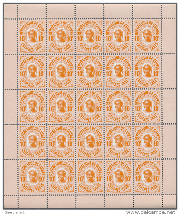 1959, Postage Due, 6 Values In Complete Sheets, Totally 5.000 Sets, Mnh, Michel CV 45.000,- &euro; (R) - Guinée (1958-...)