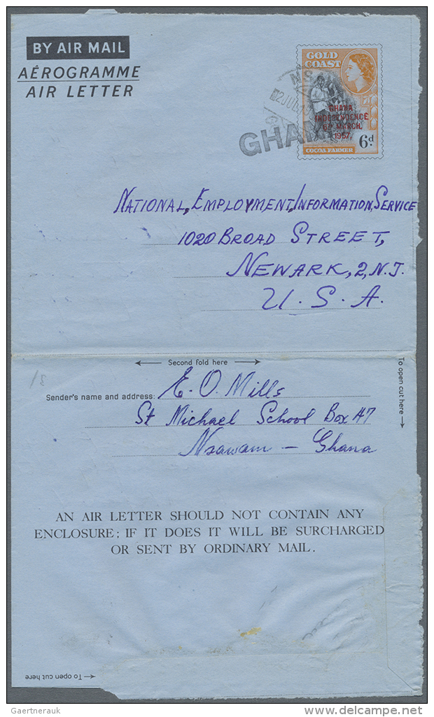 1948/1958. Specialized Study Collection Containing 38 Ghana And 12 Gold Coast AEROGRAMMES, Inclusive Ghana #4i,k... - Ghana (1957-...)