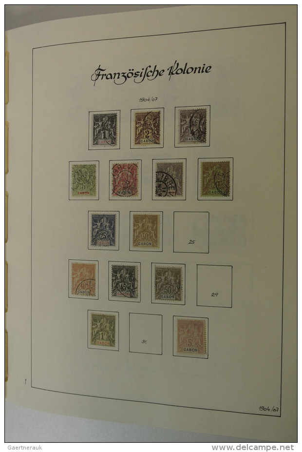 1904/78: Very Well Filled, Till 1959 Mint Hinged And Used, From 1959 MNH Collection Gabon 1904-1978 In Leuchtturm... - Gabon (1960-...)