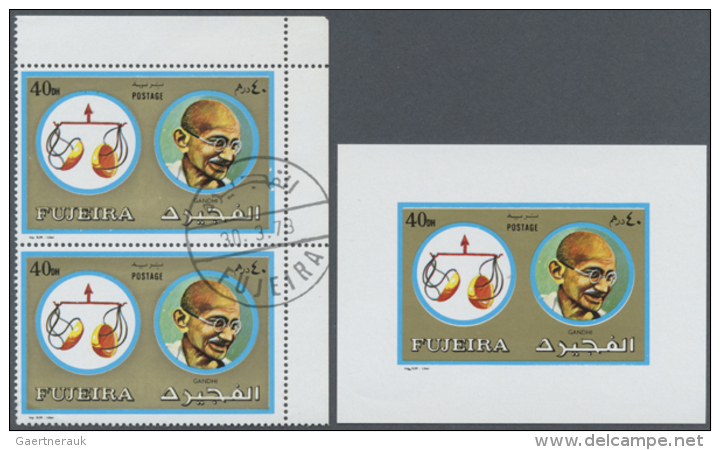 1973. Personalities, Especially GANDHI. Lot Of Complete Sets Of 12 Values, Perf./imperf. Mint, NH, VF. Additionally... - Fujeira