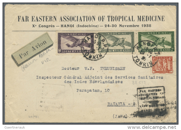 1937/38, Correspondence Of Airmails (6) Hanoi - Batavia Via Bangkok, Each At A Different Rate And All With Bangkok... - Autres & Non Classés