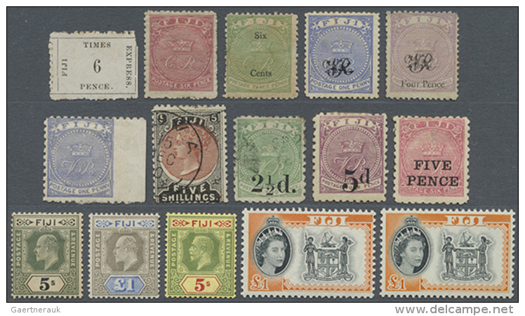 1870-1990 (ca.), Collection On Album Pages With Several Better Issues With Nice Part Early Definitives Incl. Fiji... - Fidji (1970-...)