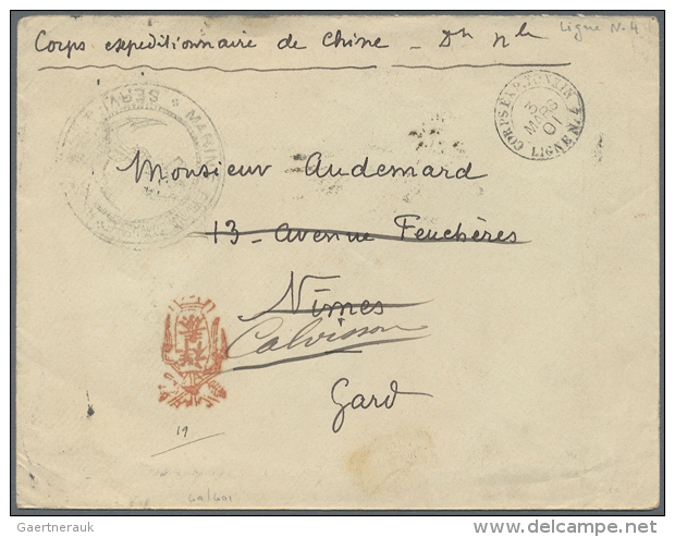 1900/1937, French Military Mail In China (navy), Covers (4) Resp. Card (1). Inc. W. 1901 Ship P.o.... - Autres & Non Classés