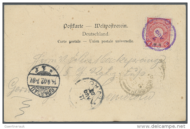 1893/1900, Shanghai LPO Card 1 C. Real Used W. Blue "LOCAL POST H JA 2 96"; Chefoo Wrapper Used Local; Japanese... - Autres & Non Classés