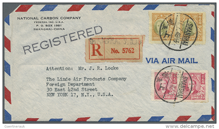 1947/48, SYS Plum Blossoms On Cover (12) Mostly Airmail To USA Inc. Registration. (D) - Autres & Non Classés