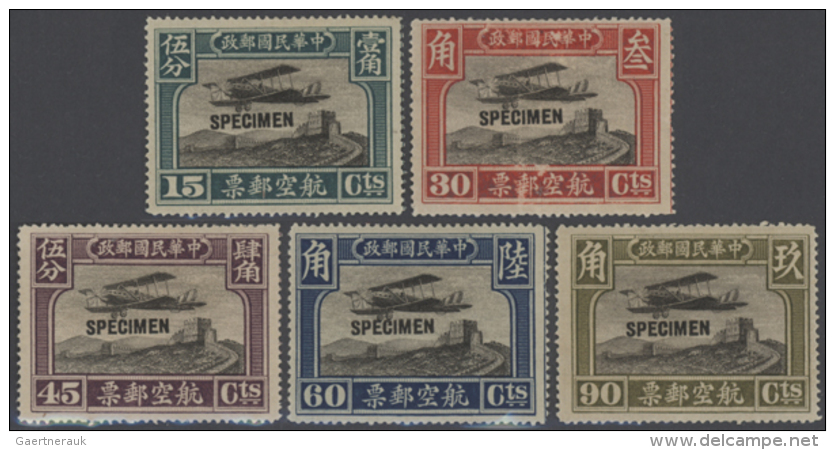 1921, Airmail Set "Aeroplane Over Chinese Wall" UPU Issue, With SPECIMEN Overprint, 30 Cts And 45 Cts Have Been... - Autres & Non Classés