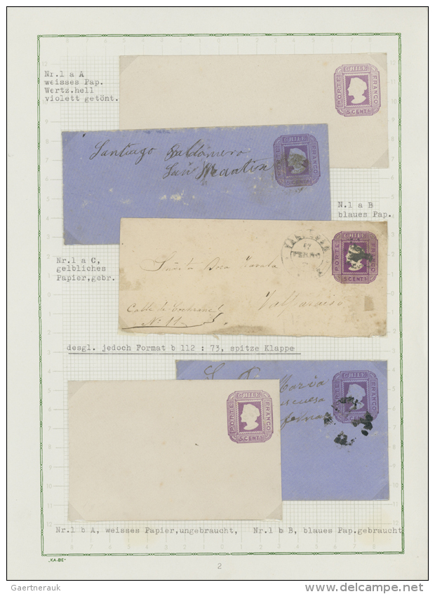 1873/1925, Collection Of Postal Stationery In Two Albums, Mint And Used Throughout With Uprated Envelopes And... - Chili