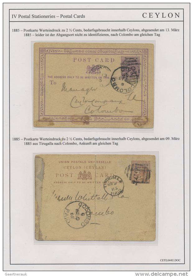 1872/1970 (c.): Collection Of About 70 Postal Stationery Cards, Letter Cards And A Few Envelopes, About 50 Fine... - Sri Lanka (Ceylan) (1948-...)