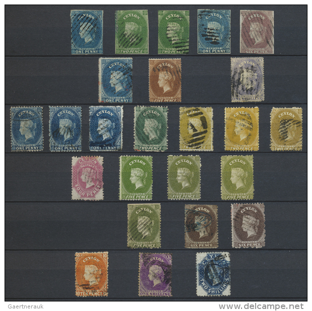 1857/1967, Mainly Used Collection On Stockpages, From 25 Stamps Early QV Heads. (D) - Sri Lanka (Ceylan) (1948-...)