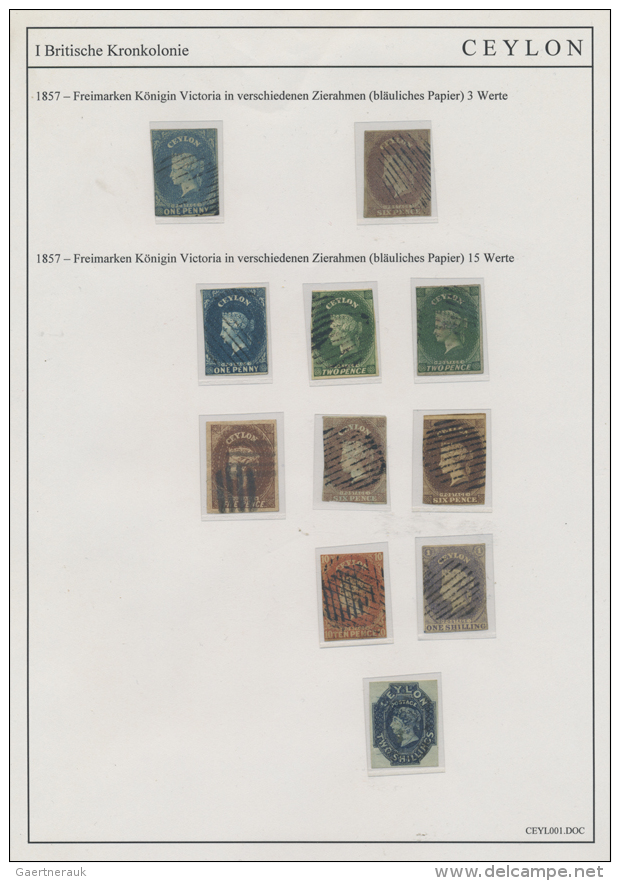 1857/1972: Collection Of Mint And Used Stamps, Well Written Up On Pages, Starting With An 1854 Pre-adhesive Letter... - Sri Lanka (Ceylan) (1948-...)