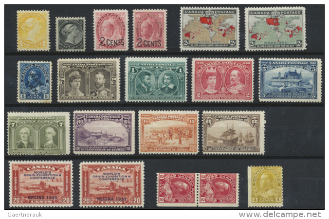 1876/1938 (ca.), A Mint Assortment Of QV And KGV Issues, Comprising E.g. 1908 Quebec Tercentenary 8 Values Mint... - Autres & Non Classés