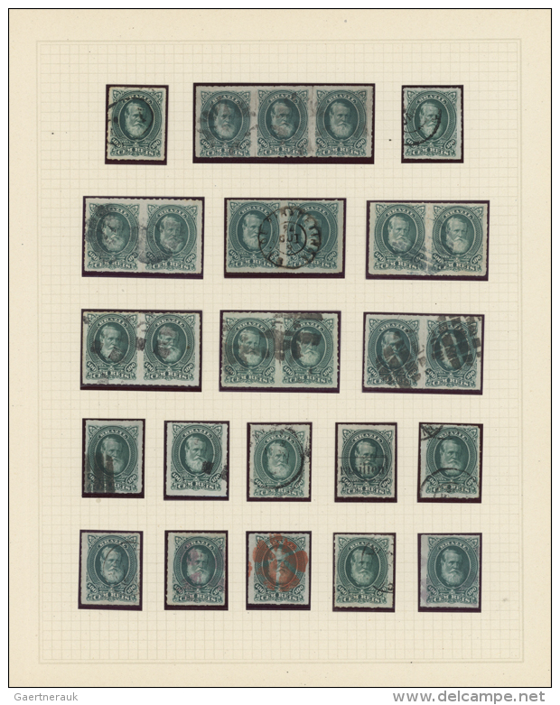 1877/1886 (ca.), Used Collection Of The Rouletted Dom Pedro Issue (Michel Nos. 38/47, Scott Nos. 68/77) With Apprx.... - Autres & Non Classés