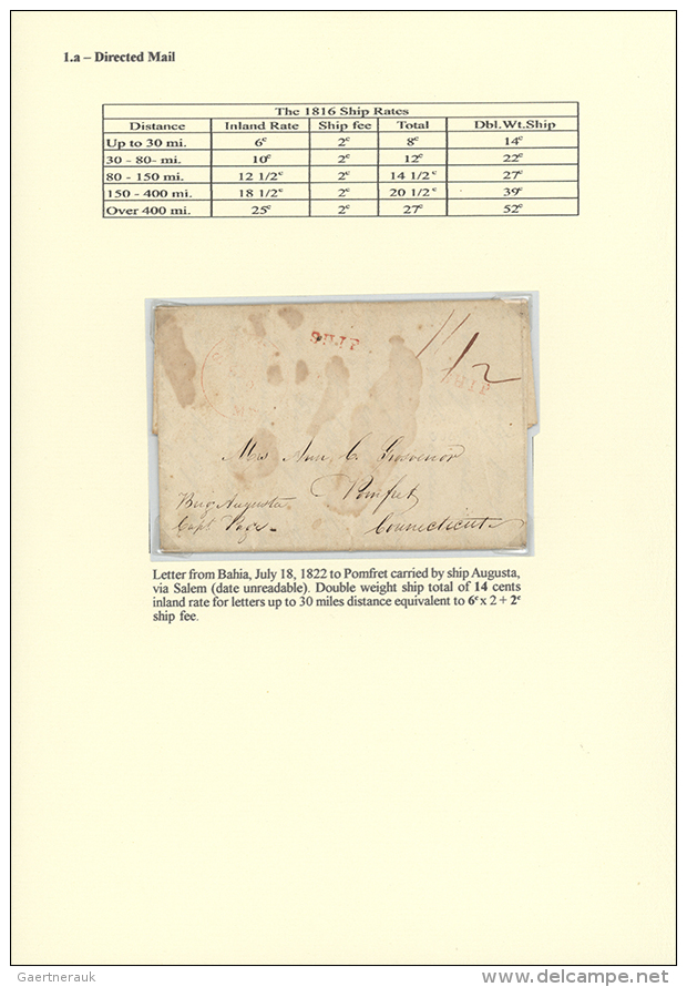 1822-1877, "LETTERS FROM BRAZIL TO THE USA" Exhibition Collection On 84 Leaves Starting Direct Mail, Including... - Autres & Non Classés