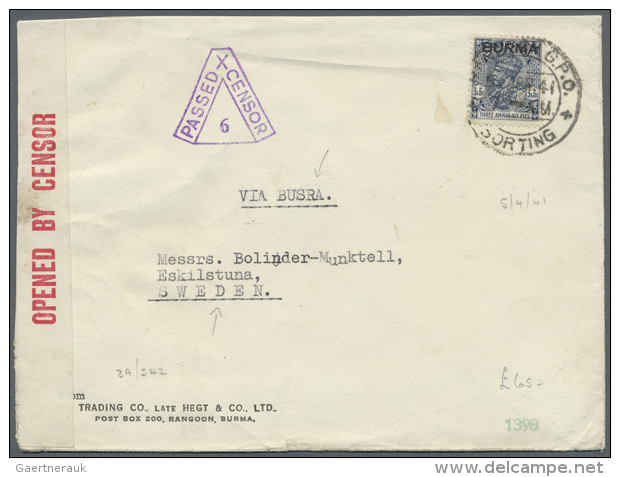 1937/1950 (c.): Accumulation Of 75 Covers, Postcards And Postal Stationeries Including A Group Of Covers And Cards... - Birmanie (...-1947)