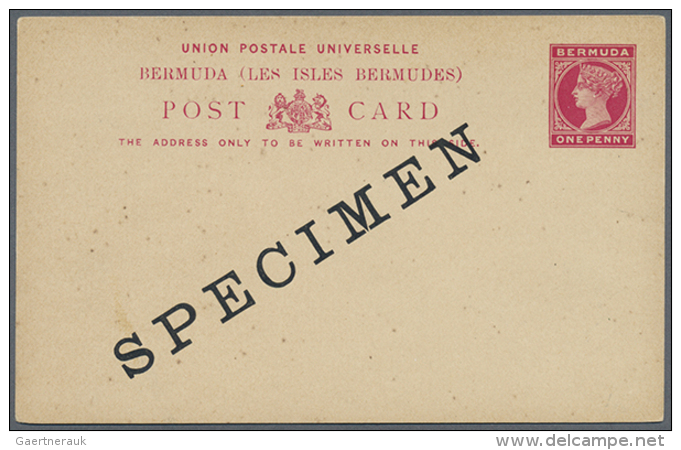 1880/1960 (ca.), Collection Of 58 Unused Postcards And Reply Cards, Registered Letters, Wrappers And... - Bermudes