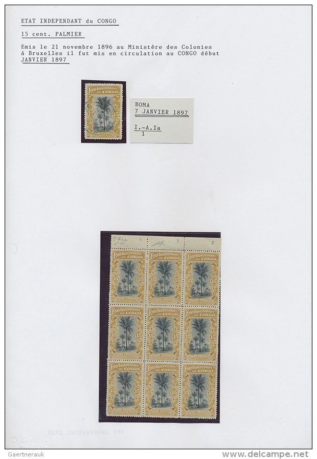 1894/1909, Highly Specialised Collection Of 15 Cent. Congo State And 15 Cent. With "CONGO BELGE" Overprint From The... - Autres & Non Classés