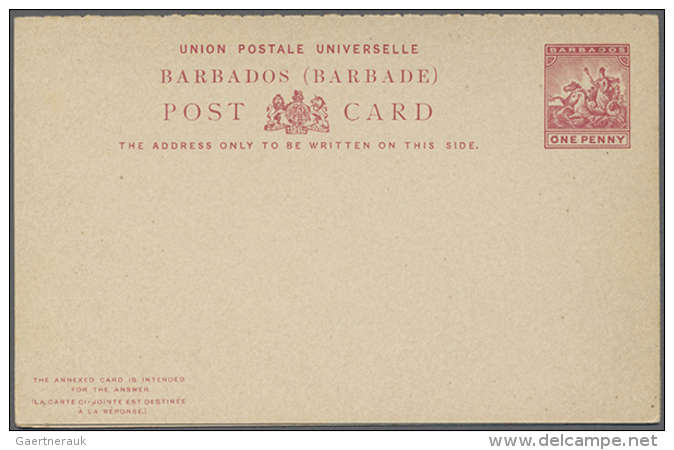 1890/1970 (ca.), Collection Of 53 Different Unused Stationeries QV To QEII Incl. Types, Containing Cards, Reply... - Barbades (1966-...)