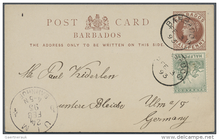1887/1925 (ca.), Accumulation Of About 115 Mostly Commercially Used Postcards, Envelopes, Registered Letters And... - Barbades (1966-...)