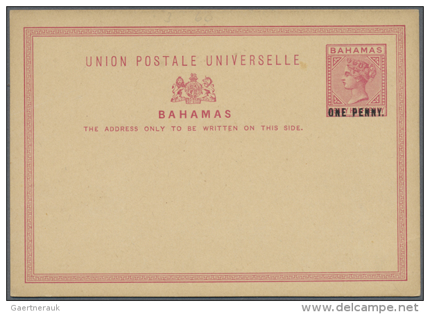 1881/1963 (ca.), Duplicated Accumulation Of About 450 Unused Postcards And Reply Cards, Envelopes, Registered... - Bahamas (1973-...)