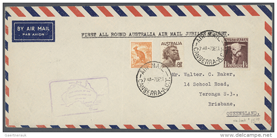 1960/1990 (ca.), Lot Of Apprx. 165 Covers, Many Australia-related Airmail Covers Incl. First Flights. (D) - Autres & Non Classés