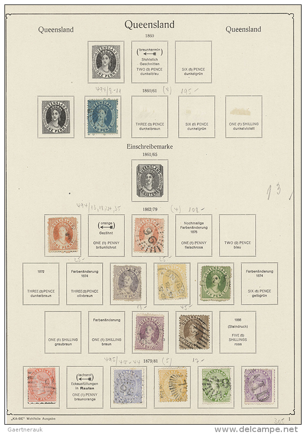 1852/1938, Collection On Preprinted Pages, Mostly Australian States, E. G. Southern Australia, Tasmania, Victoria... - Autres & Non Classés