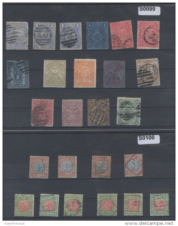 1855/1905 (ca.), Assortment Of Apprx. 210 Stamps And A Fiscally Used Pair Tasmania, Varied Condition, Viewing Is... - Autres & Non Classés