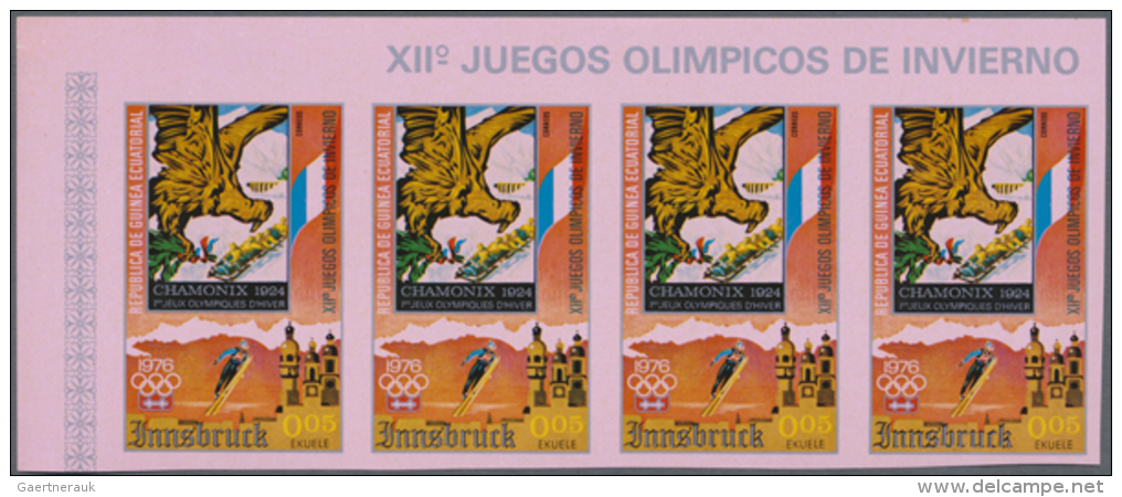 1975, Olympic Winter Games 1976 In Innsbruck, 11 Values, Mi. # 535/545, Imperforated In Complete Sheets, Totally... - Guinée Equatoriale