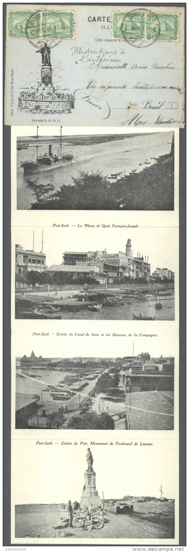 1897-1951, Six Interesting Covers And Cards: 1) 1897 Cover To Paris, Re-directed, 2) 1906 Registered 'Da&iuml;ra... - Autres & Non Classés