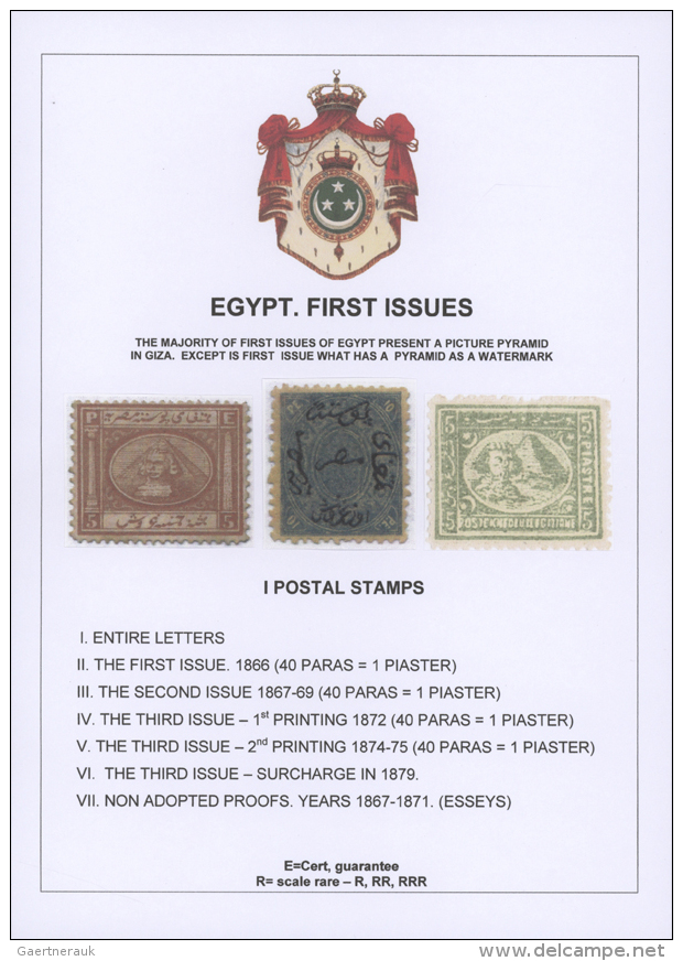 1866-1879: EGYPT FIRST ISSUES: Specialized Collection Of The Various Mint And Used Stamps, Some Covers, Proofs,... - Other & Unclassified